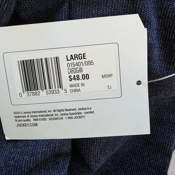 Jockey Sport Cardigan  Large Navy Blue NEW Athleisure Open Front Shawl 015401 - Picture 5 of 7